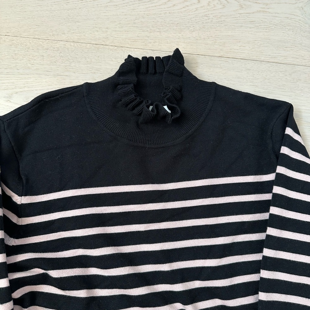 1901 Black Sweater dress mock neck ruffle  2X - Picture 2 of 5